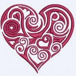 Cutwork Floral and Swirl Heart