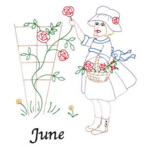 Picking Roses (June Old-Time Color-Line Quilt Design)