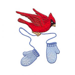 Holiday Mitterns Swag & Redbird with Snowflake Mittens