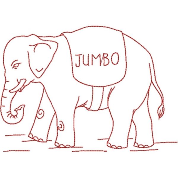 Jumbo Elephant (Redwork Quilt Design)