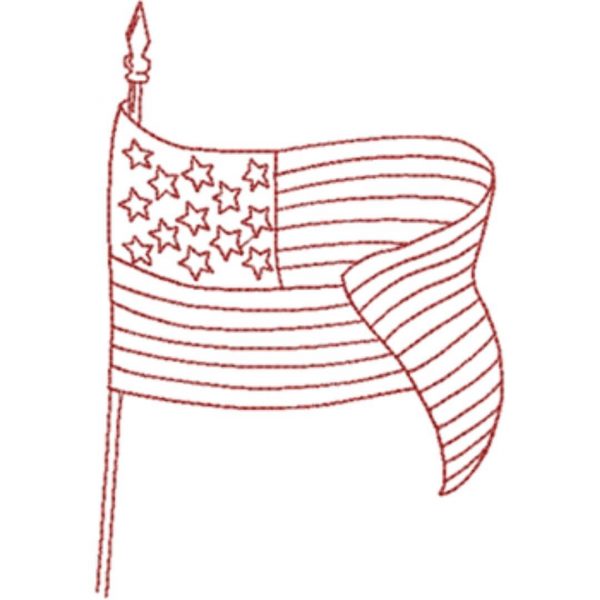 American Flag (Redwork Quilt Design)