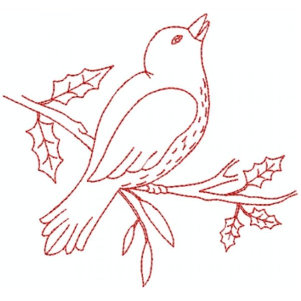 Bird on a Limb (Redwork Quilt Design)