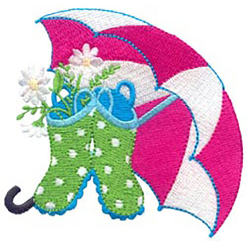 Umbrella, Boots & Flowers and Mitten
