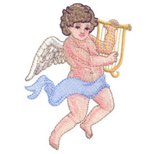 Angel Playing a Lyre and Protected by Angels