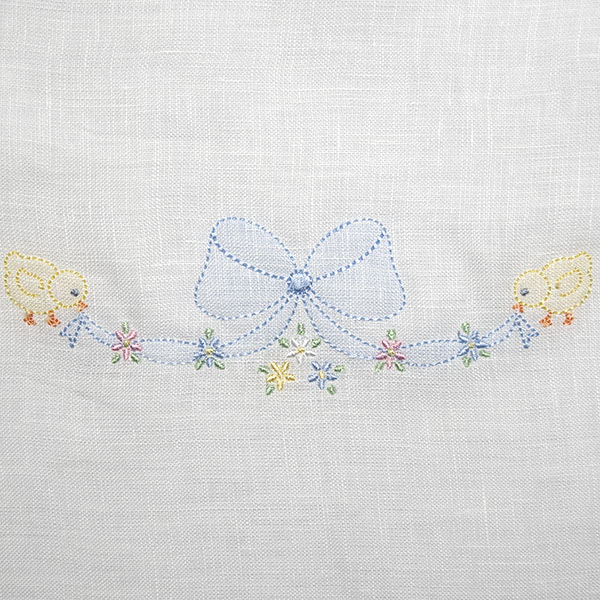 shadow-embroidered bow with chicks and bows